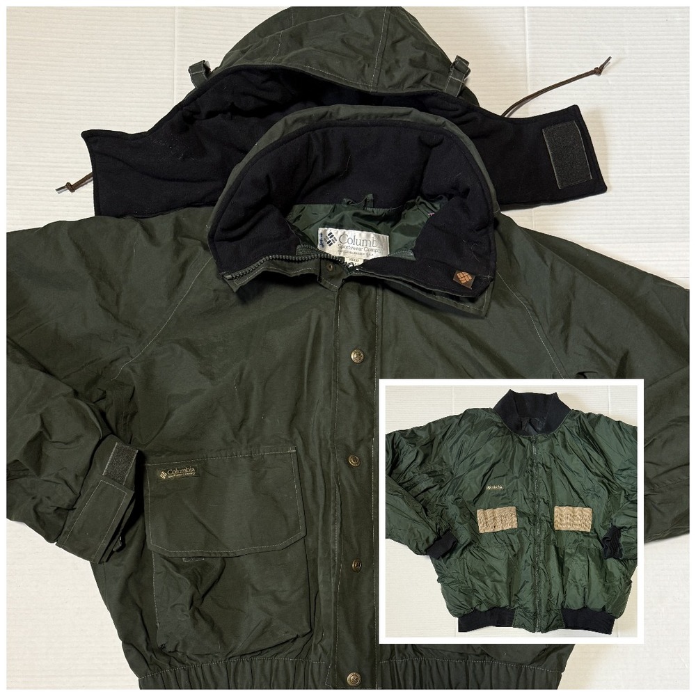 COLUMBIA Omni-Tech - Men's Vintage 3-in-1 Green Hunting Jacket Coat - X-Large XL